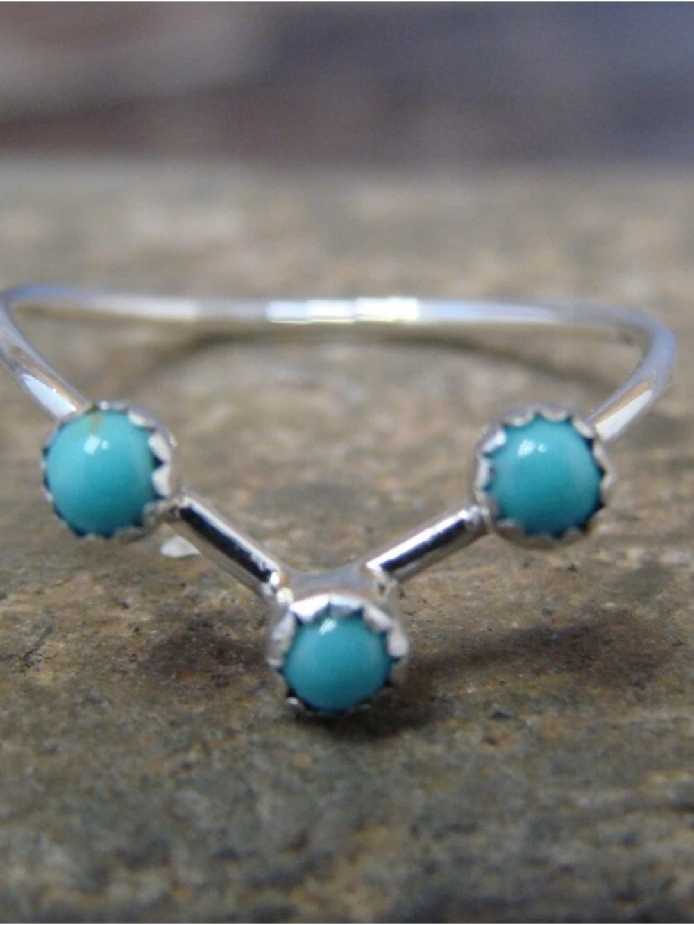 Navajo Indian Sterling Silver Turquoise Ring by Yazzie